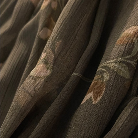 Calvin Klein Olive Floral Long Sleeve Dress - Picture 3 of 3